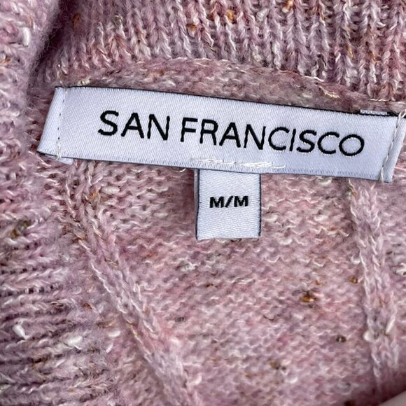 SAN FRANSISCO Like New Light Pink Sweater Pearl-Like Buttons Kangaroo Pocket Med - Picture 11 of 16